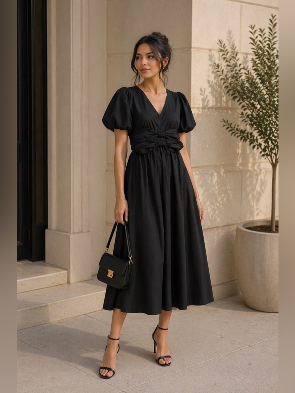 🇺🇸Firm Price🇺🇸Moon River Front Bow Detail Cotton Midi Dress